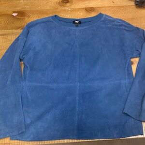 W by Worth Blue Suede Crewneck Top